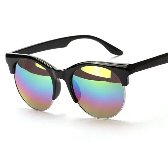 Men Women Unisex Round Sunglasses Plastic Frame Eyeglasses Half Rim Punk Brand Designer Eyewear 4