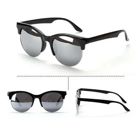 Men Women Unisex Round Sunglasses Plastic Frame Eyeglasses Half Rim Punk Brand Designer Eyewear 5
