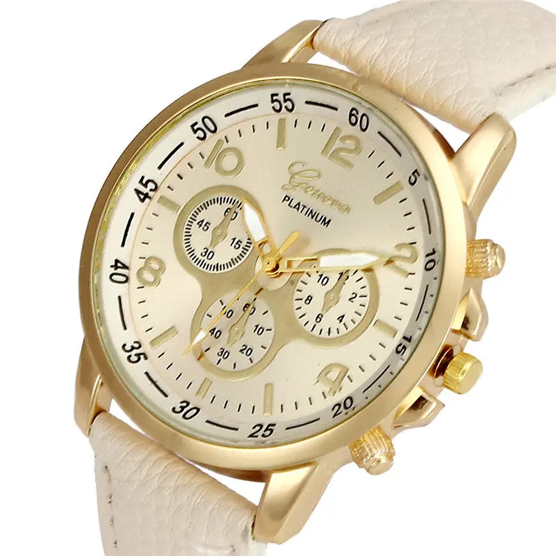 Men Women's Wrist Watches Casual Geneva Faux Leather Quartz Analog Wrist Watch Watches Men Relojes Hombre 1