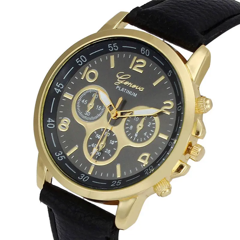 Men Women's Wrist Watches Casual Geneva Faux Leather Quartz Analog Wrist Watch Watches Men Relojes Hombre 2