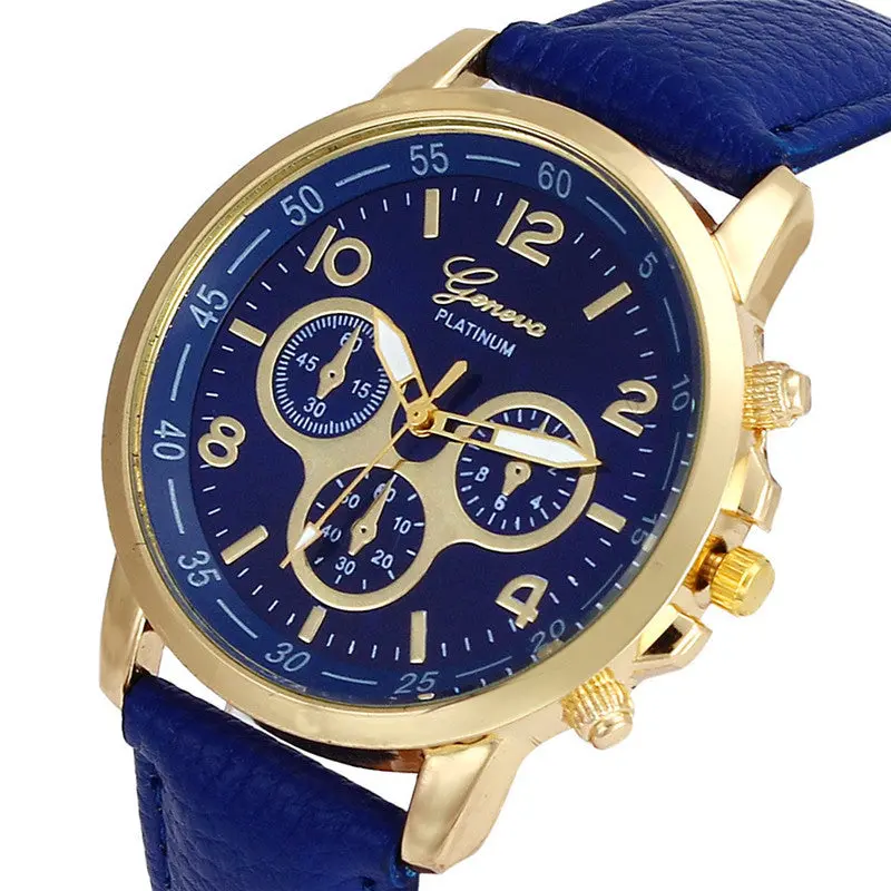 Men Women's Wrist Watches Casual Geneva Faux Leather Quartz Analog Wrist Watch Watches Men Relojes Hombre 3