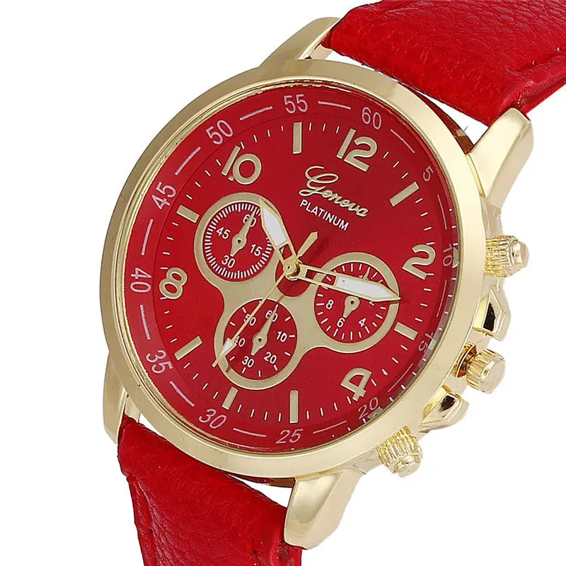 Men Women's Wrist Watches Casual Geneva Faux Leather Quartz Analog Wrist Watch Watches Men Relojes Hombre 8