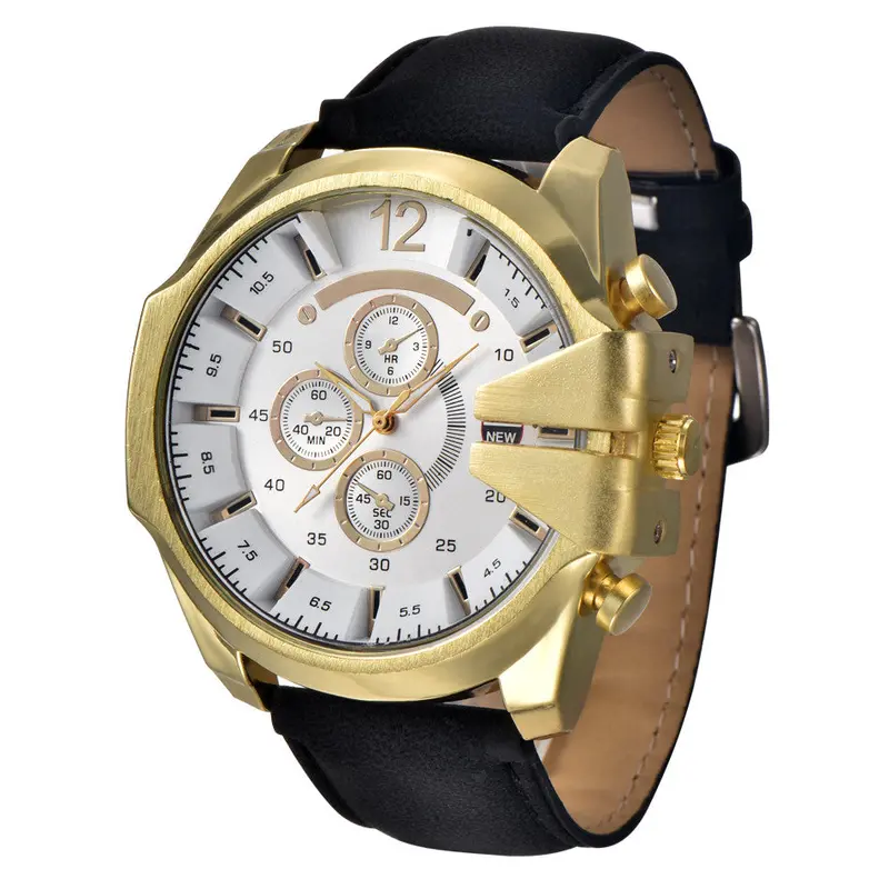 Men's Analog Steel Case Quartz Dial Synthetic Leather Wrist Sport Watch Gift Watches Clock Men Watch Xi 1