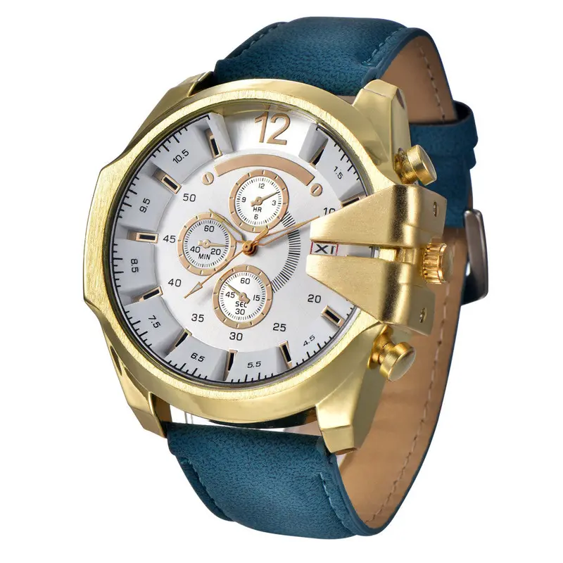 Men's Analog Steel Case Quartz Dial Synthetic Leather Wrist Sport Watch Gift Watches Clock Men Watch Xi 2