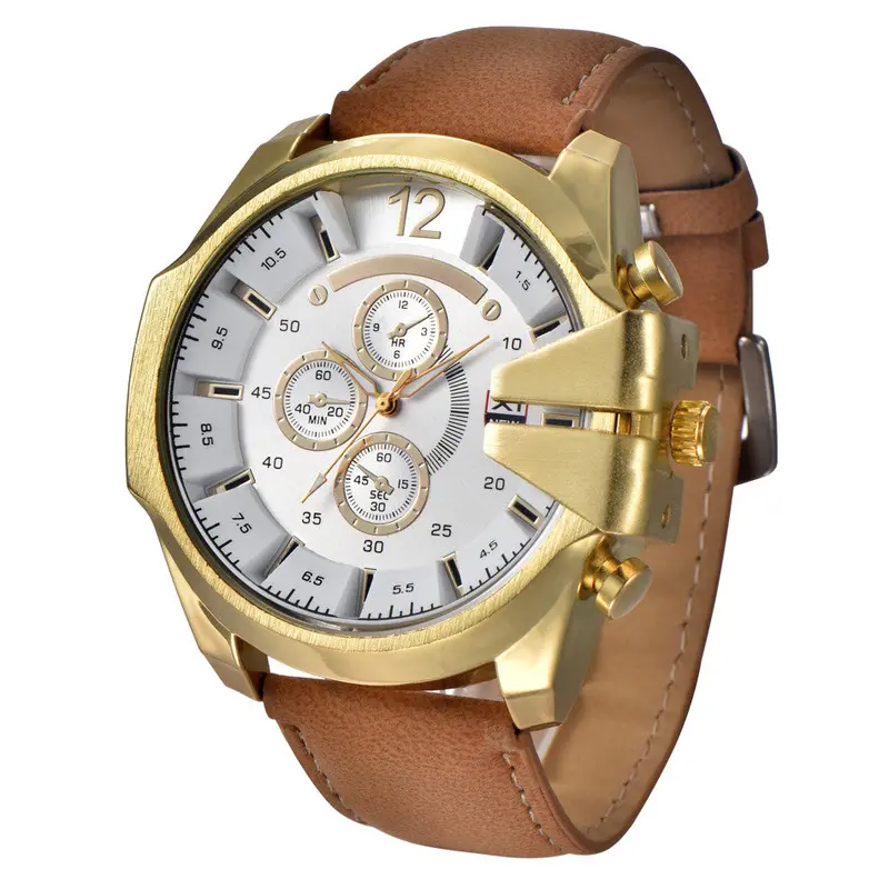Men's Analog Steel Case Quartz Dial Synthetic Leather Wrist Sport Watch Gift Watches Clock Men Watch Xi 3