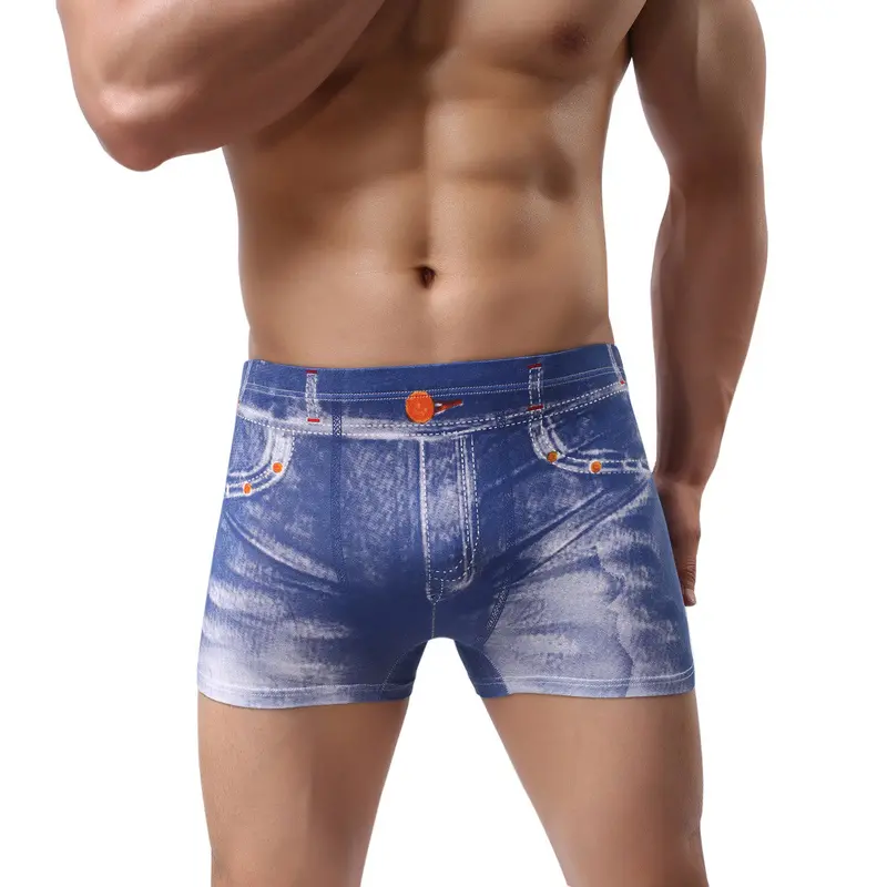 Men's Boxer Brokeback Mountain Cowboy Tight Stage Male Underwear Printing Denim Wear M, L, Xl 1