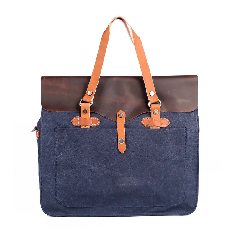 Mens Canvas Handbag Luxury Designer Leather Tote Bag Casual Business Bolsas Vintage Hand Bags Travel Bag 1
