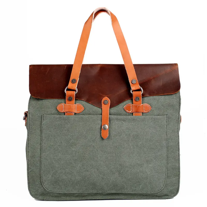 Mens Canvas Handbag Luxury Designer Leather Tote Bag Casual Business Bolsas Vintage Hand Bags Travel Bag 2