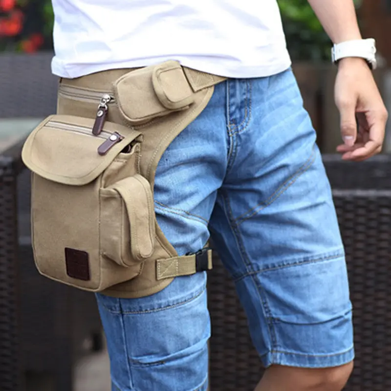 Men's Canvas Hip Belt Bum Fanny Pack Waist Multifunction Leg Bag Men Women Travel Waist Bag Money Belt Bag Bolso Cintura 2