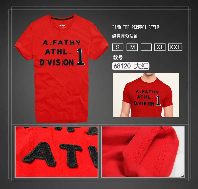 Men's Cotton T-Shirt Casual Short Sleeve Letter Print Tops Famous Tshirts 1