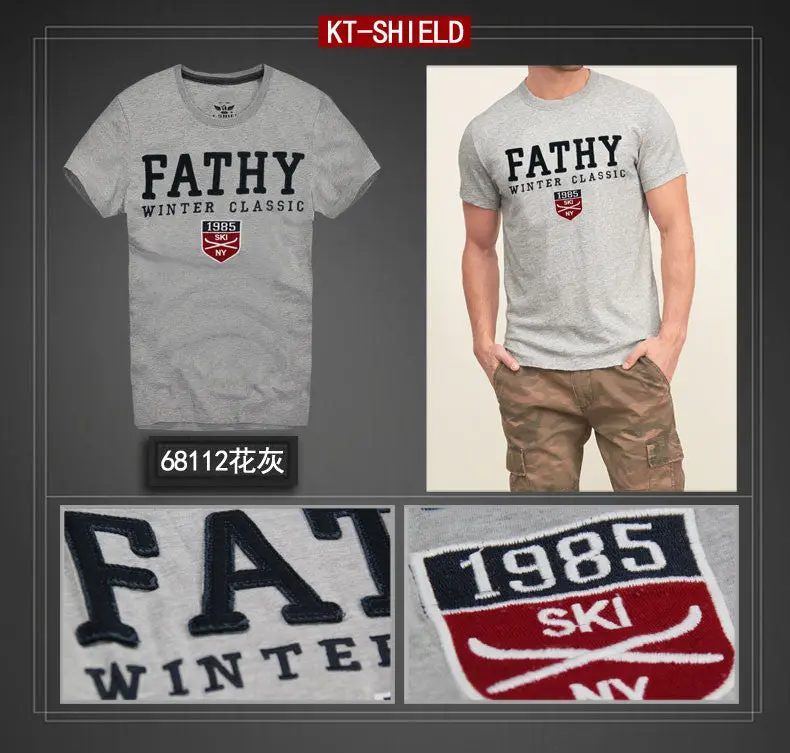 Men’s Embroidered Short-Sleeve Cotton T-Shirt – Casual Streetwear Graphic Tee