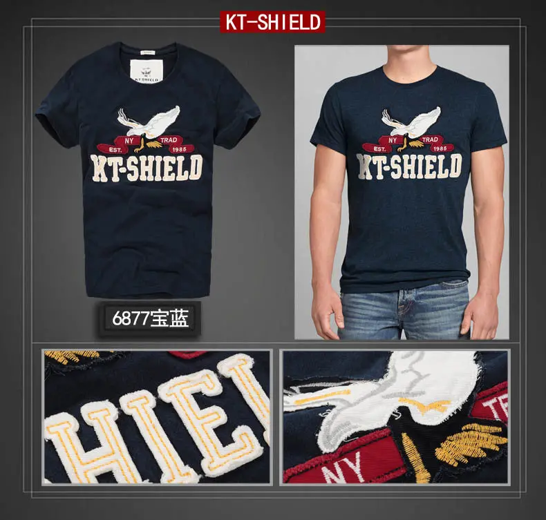 Men’s Embroidered Short-Sleeve Cotton T-Shirt – Casual Streetwear Graphic Tee