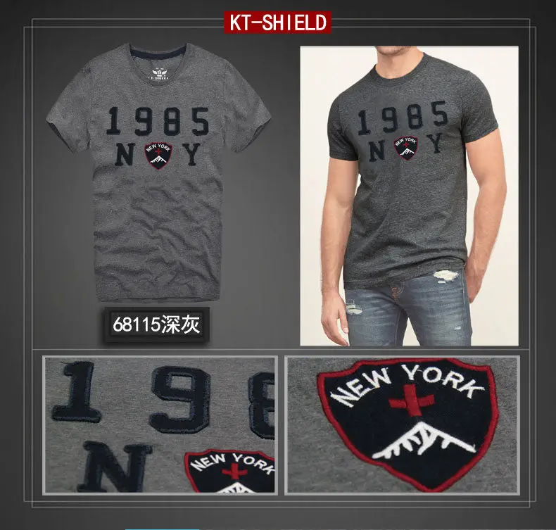 Men’s Embroidered Short-Sleeve Cotton T-Shirt – Casual Streetwear Graphic Tee