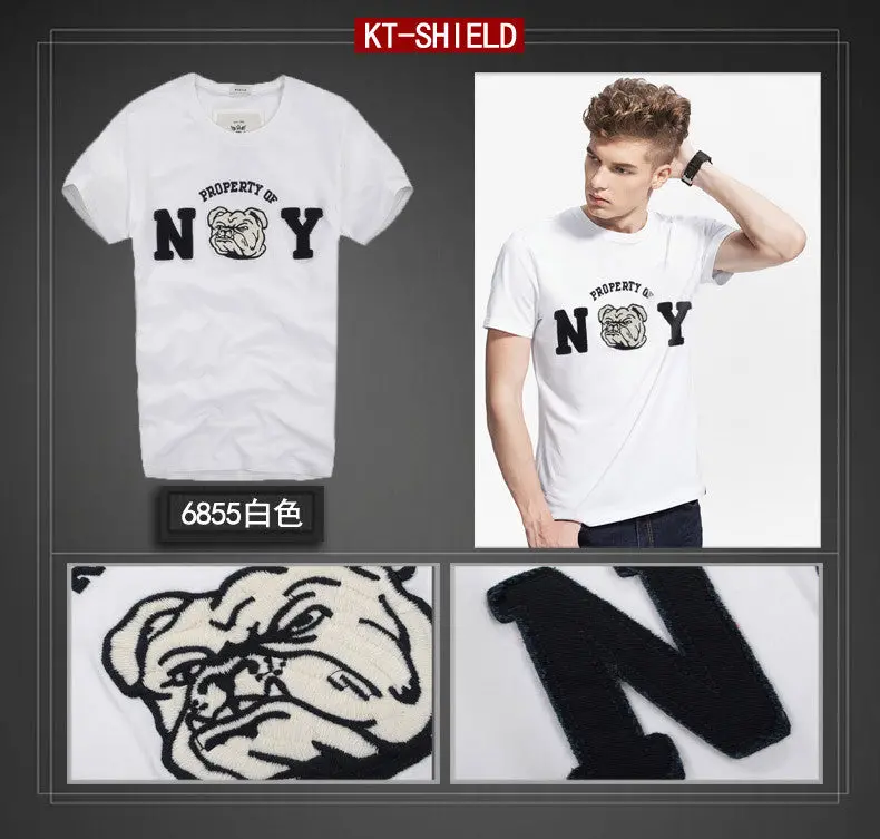 Men’s Embroidered Short-Sleeve Cotton T-Shirt – Casual Streetwear Graphic Tee