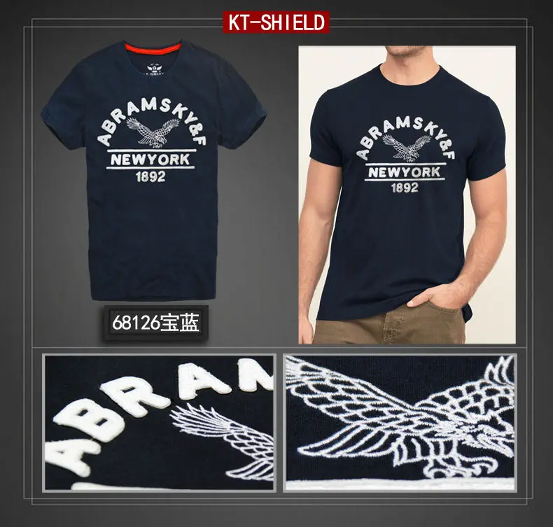 Men’s Embroidered Short-Sleeve Cotton T-Shirt – Casual Streetwear Graphic Tee