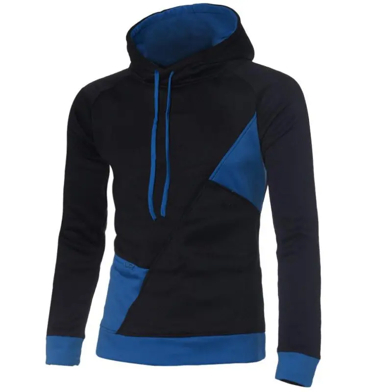 Men's Fashion Slim Fit Long Sleeve Splice Hooded Hoodies Outwear Top Hooded Sportswear 1