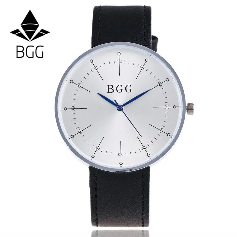 Men's Leather Band Watches Business Sport Analog Quartz Date Wrist Watch Bgg Men Watches Feida 1