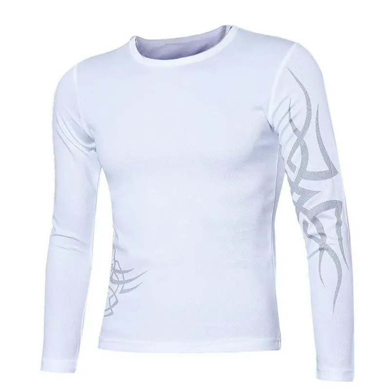 Men’s Long Sleeve Tattoo Graphic Tee – Slim Fit Casual Round Neck T-Shirt