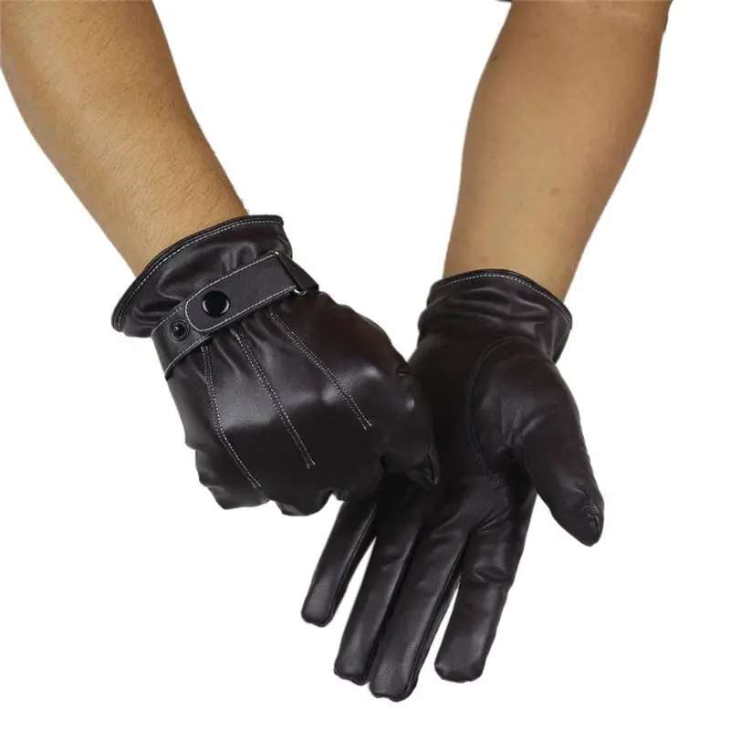 Mens Luxurious Leather Super Driving Warm Gloves Cashmere Coffee Gloves Mittens Fast Shipping Feida 1