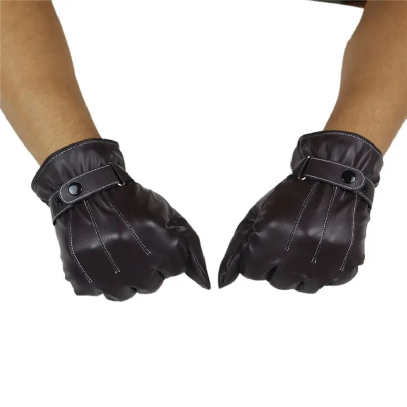 Mens Luxurious Leather Super Driving Warm Gloves Cashmere Coffee Gloves Mittens Fast Shipping Feida 2