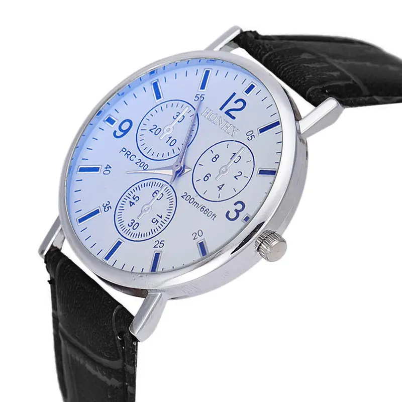 Mens Luxury Crocodile Faux Leather Analog High-End Business Wrist Watch Watches& 1