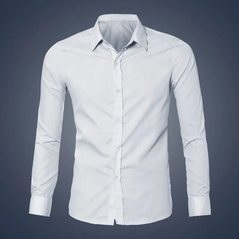 Mens Luxury Stylish Casual Dress Slim Fit Shirt Casual Long Sleeve 3