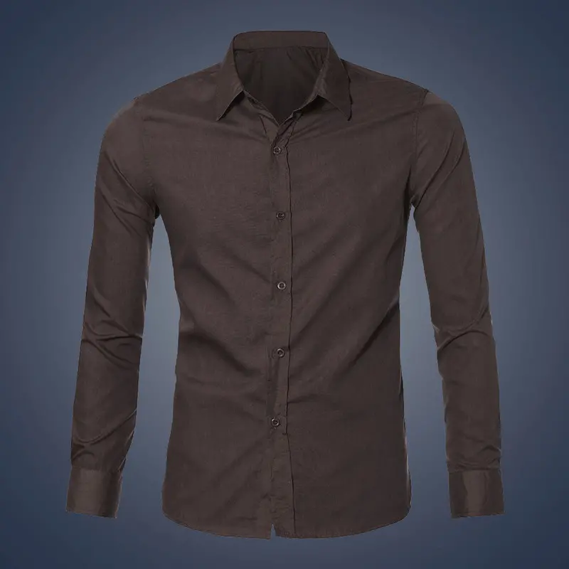 Mens Luxury Stylish Casual Dress Slim Fit Shirt Casual Long Sleeve 4