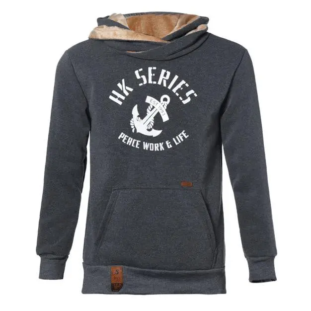 Men’s Naval-Style Hooded Sweatshirt – Warm Casual Pullover in Five Colors