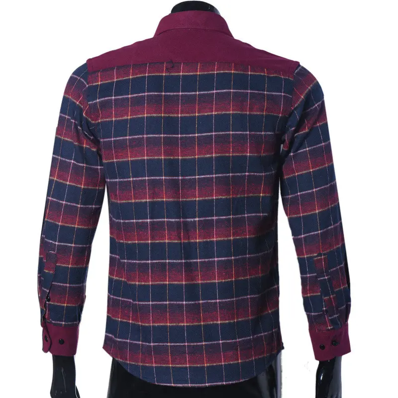 Men's Plaid Shirts Luxury Slim Long Sleeve Formal Business Fashion Dress Warm Shirts Homme Tee Shirts 3