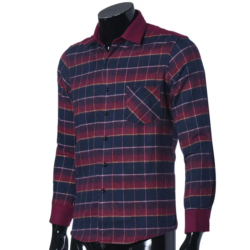 Men's Plaid Shirts Luxury Slim Long Sleeve Formal Business Fashion Dress Warm Shirts Homme Tee Shirts 4