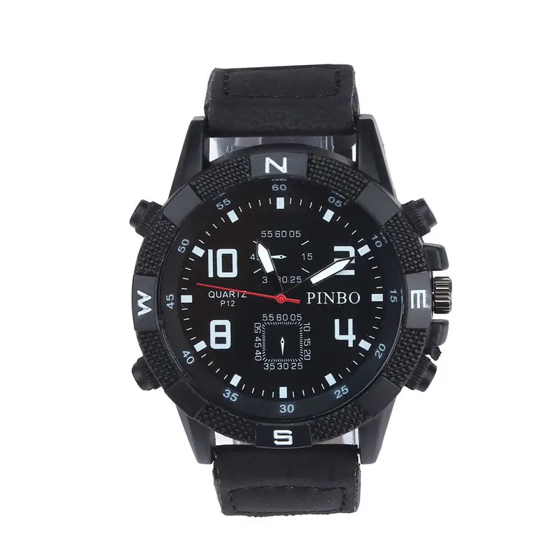 Men's Roman Numerals Faux Leather Watch Luxury Men Military Watches Quartz Clock Business Big Dial Relogio 1