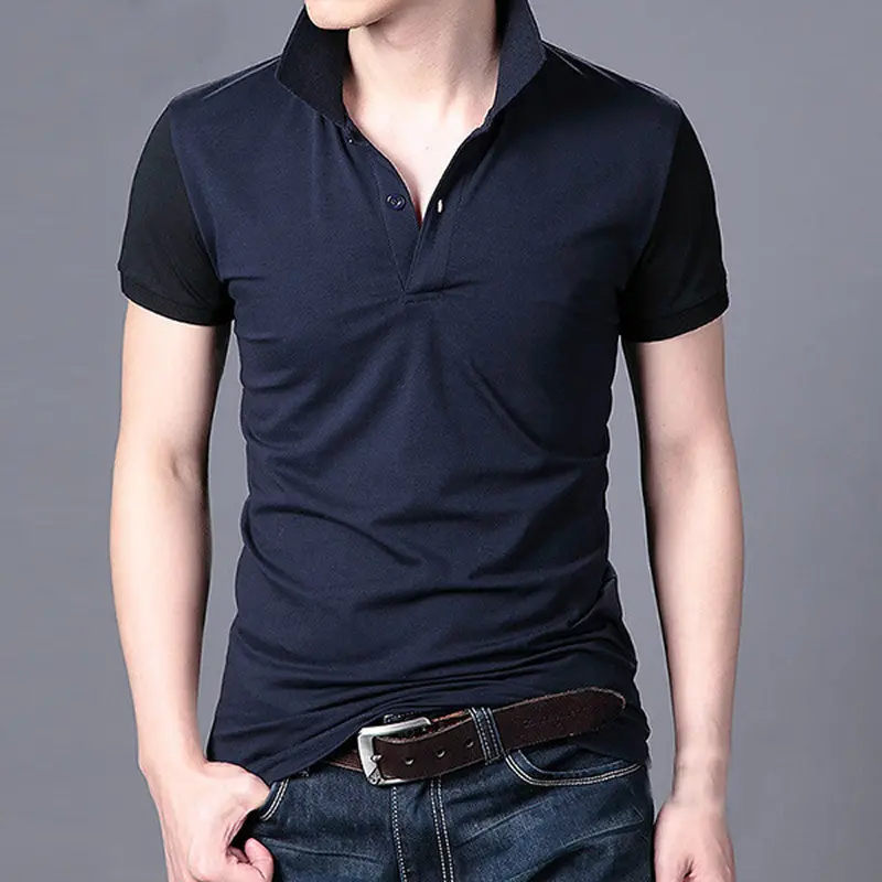 Mens Slim Fit Lapel Short Sleeve Shirt Casual Tee Tops 4