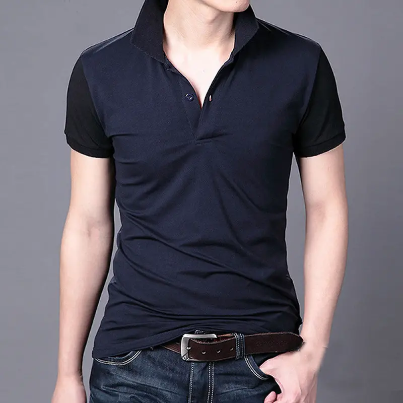 Mens Slim Fit Lapel Short Sleeve Shirt Casual Tee Tops 5