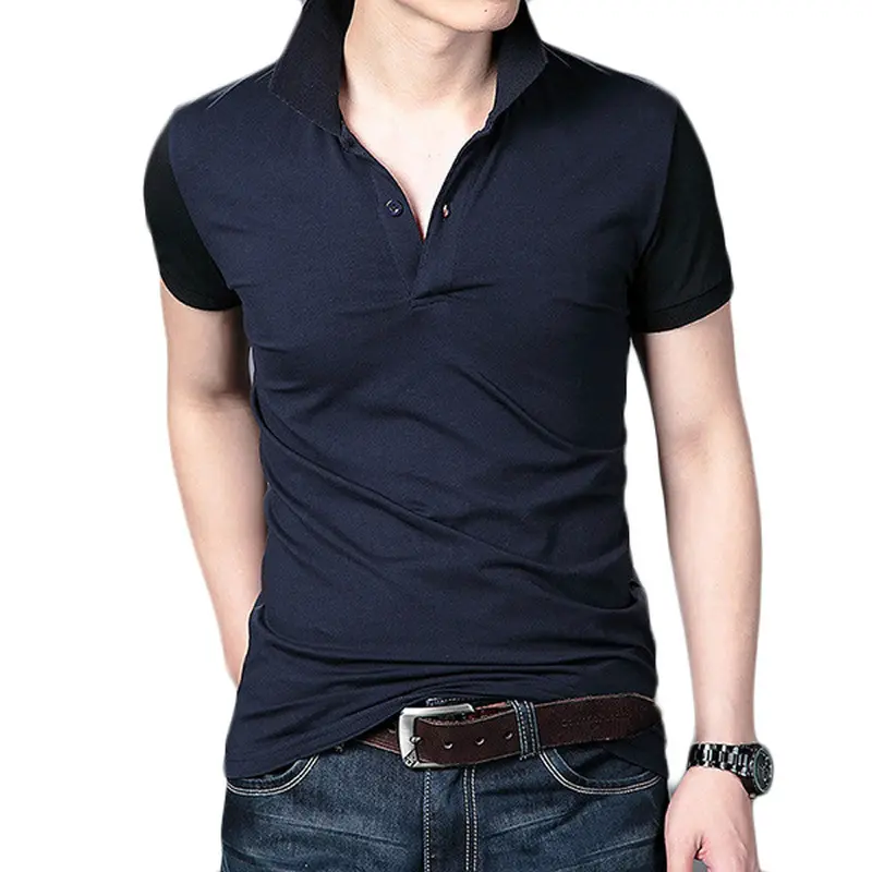 Mens Slim Fit Lapel Short Sleeve Shirt Casual Tee Tops 6