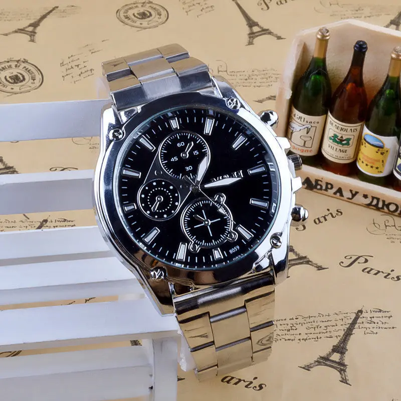 Men's Stainless Steel Band Machinery Sport Quartz Watch Watches Relogio Masculino Business Horloge Silver Watch Men Feida 2