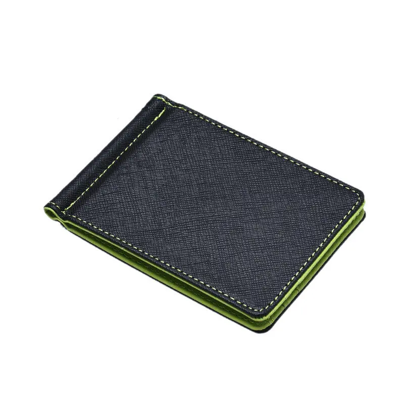 Men's Wallet Luxury Leather Silver Slim Thin Men Wallets Black Id Credit Card Holder Business Pocket Purse 2