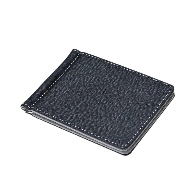 Men's Wallet Luxury Leather Silver Slim Thin Men Wallets Black Id Credit Card Holder Business Pocket Purse 3