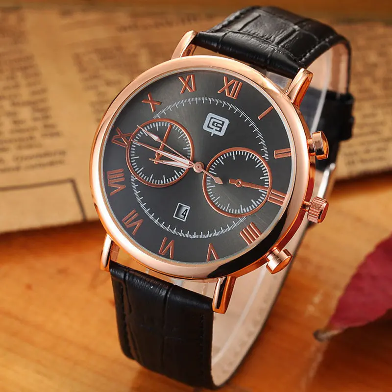 Men's Watch Men Date Clock Casual Quartz Business Watch Leather Wrist Sports Watches Military Army Relogio 2