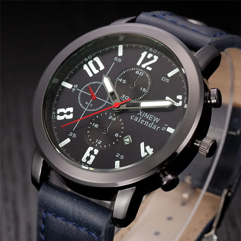 Men's Watch Montre Homme Leather Stainless Steel Sport Quartz-Watch Waterproof Watches Relogio Masculino Feida 3