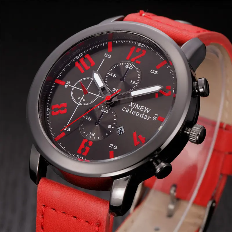 Men's Watch Montre Homme Leather Stainless Steel Sport Quartz-Watch Waterproof Watches Relogio Masculino Feida 5