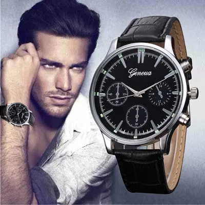 Mens Watches Geneva Top Luxury Retro Design Pu Leather Band Military Clock Relogio Masculino Analog Quartz Watch 1