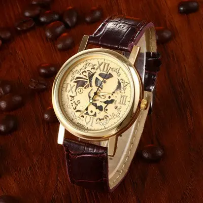 Mens Watches Luxury Men's Quartz Watch Hollow Skeleton Sport Military Watches Men Leather Gold Relogio Masculino 2