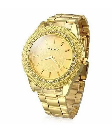 Mens Watches Top Luxury Gold Watch Diamond Dial Gold Steel Analog Quartz Watch Wristwatch Erkek Kol Saati 1