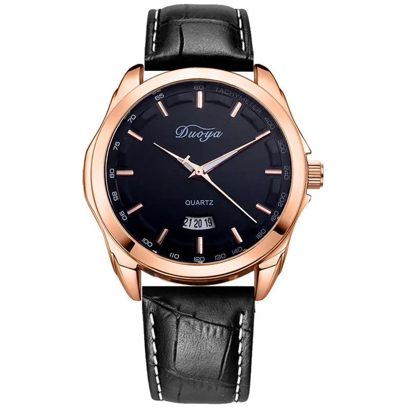 Mens Watches Top Luxury Men Leather Analog Stainless Steel Quartz Wrist Watch Man Feida 1