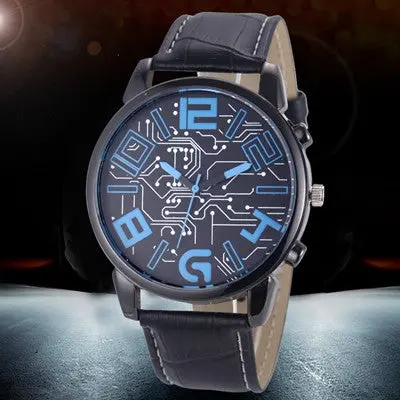 Mens Watches Top Luxury Men Military Sport Wristwatch Chronograph Leather Quartz Watch Relogio Masculino Black 1
