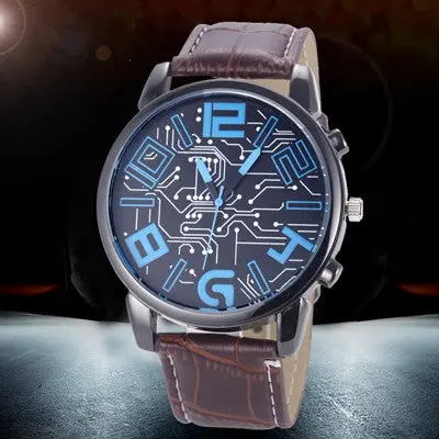 Mens Watches Top Luxury Men Military Sport Wristwatch Chronograph Leather Quartz Watch Relogio Masculino Black 2