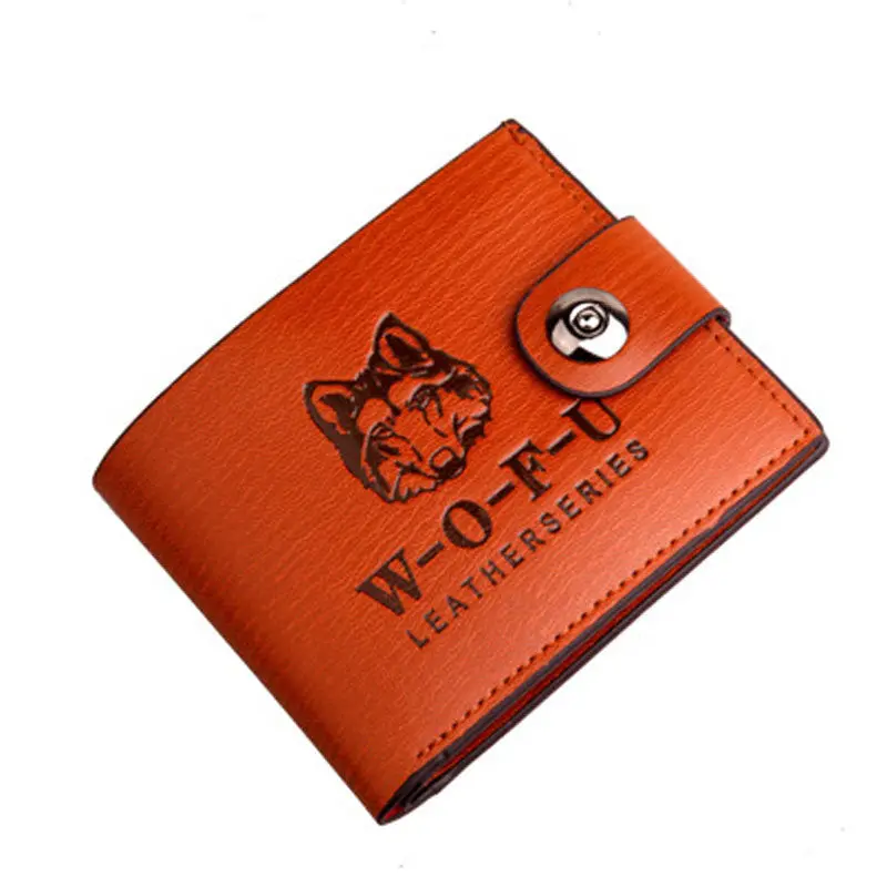 Mens Wolf Leather Bifold Wallet Credit Id Card Slim Purse 1
