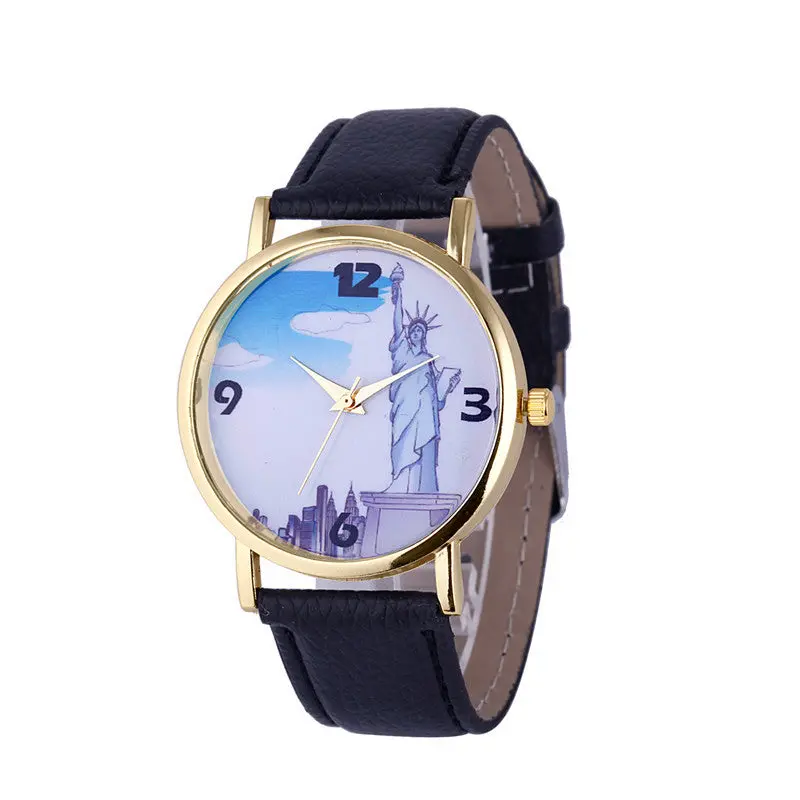 Mens Wristwatch Statue Of Liberty Women Men Letter Watch Sport Quartz Wrist Watch Clock Bayan Kol Saati 1