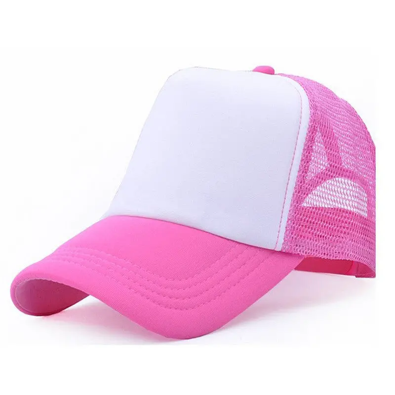 Mesh Baseball Cap Hat Blank Curved Visor Hat Adjustable Pure Color 1
