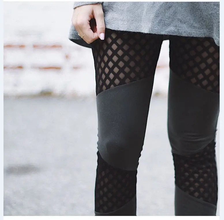 Mesh Patchwork Leggings Women Sports Fitness Pants Sexy Legging Joggers Women Slim Legging X0419 2